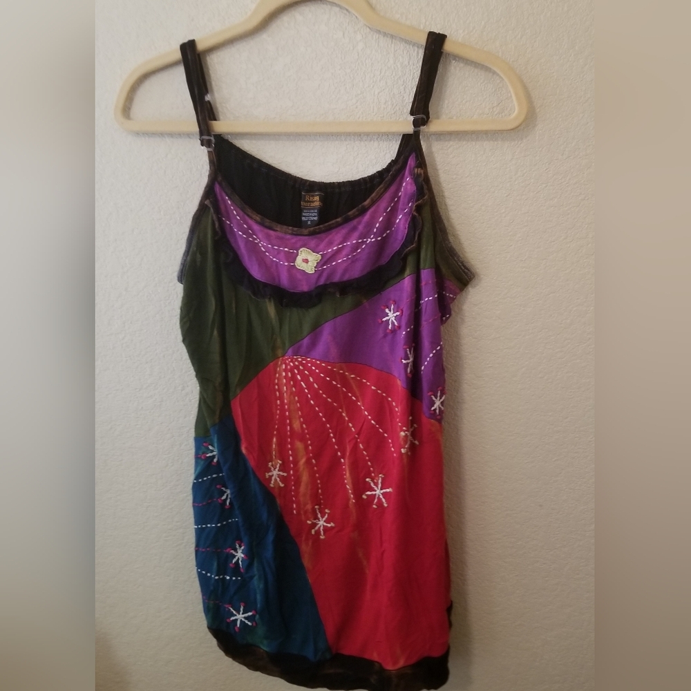 Boho Tie Dye Tank Top. Purple. Red. Black. Summer. Bohemian. - Picture 7 of 15